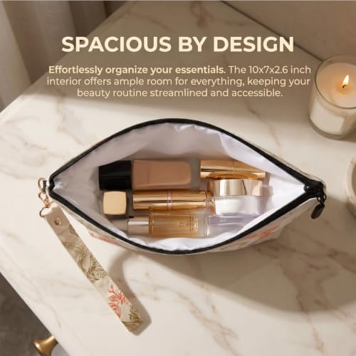 Fokongna Makeup Bag with Keychain Wristlet, Cherub Rose - color: Cherub Rose