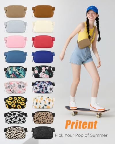 Pritent Fanny Packs for Women Crossbody Belt Bag With Zipper Back Pocket - color: Khaki, size: Small