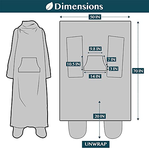 PAVILIA Fleece Blanket with Sleeves, Foot Pockets for Women Men, Plaid Blue - color: Plaid Navy, size: Fleece