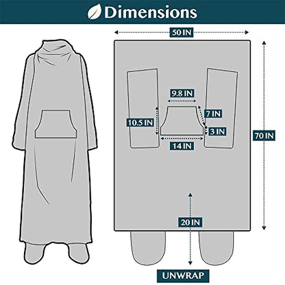 PAVILIA Fleece Blanket with Sleeves, Foot Pockets for Women Men, Plaid Blue - color: Plaid Navy, size: Fleece