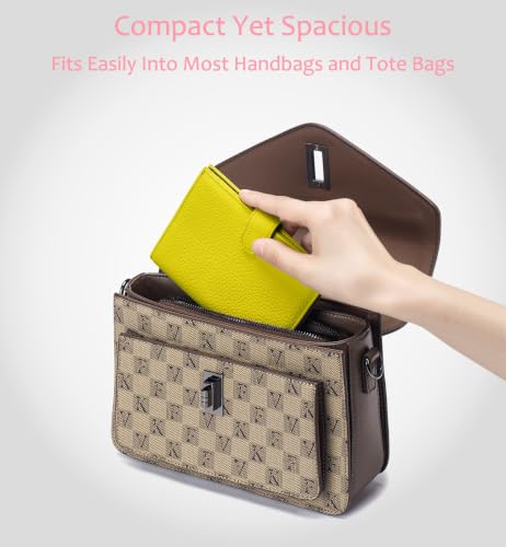 RFID Blocking Travel Wallet for Women, Leather Passport Holder - color: Lemon Yellow
