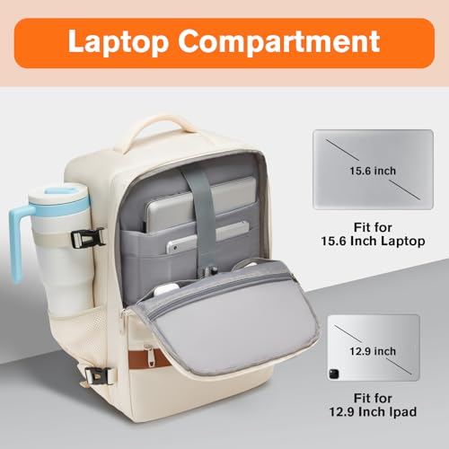 Exquisite Travel Laptop Backpack, Flight Approved Size Carry on Bag (25L) - color: Beige, size: L (7x11x16.8")