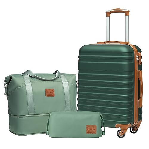 Coolife Luggage Set Hardside Suitcase,3 piece,Dark Green(DB/TB/20) - color: Dark Green, size: 3 piece set (DB/TB/20)