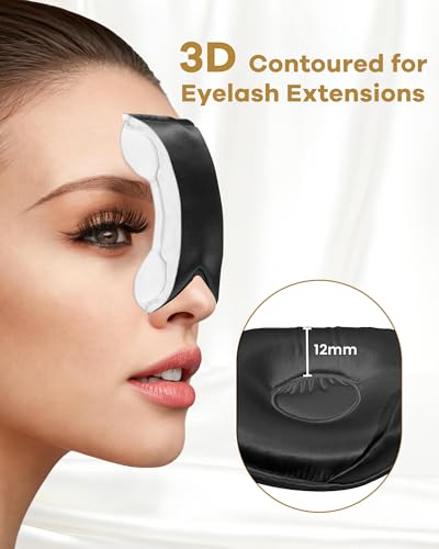 BeeVines 22 Momme Silk Sleep Mask, 3D Contoured Eye Masks for Women (Black) - color: 001 Black