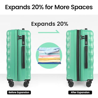 20" Carry-On Luggage,Airline Approved,Expandable 20% - color: Green, size: Carry-On 20-Inch