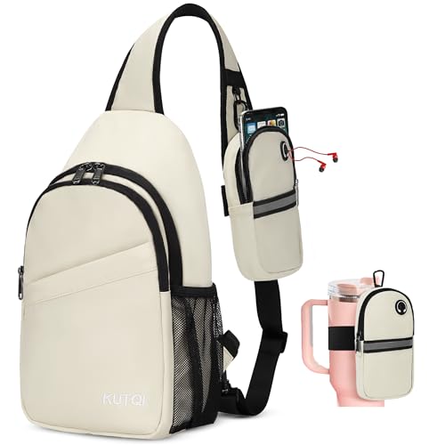 Crossbody Sling Bag for Women Men Multipurpose Sling Backpack Travel Essentials Hiking Shoulder Bag Daypack - color: D1-light Khaki