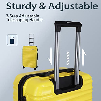 Luggage Sets 3 Piece(20/24/28)-Suitcase Set- Luggage with Wheels-PC + ABS Durable Lightweight Rotating hardshell suitcase 5PCS(Yellow) - color: 5pcs yellow, size: 20/24/28