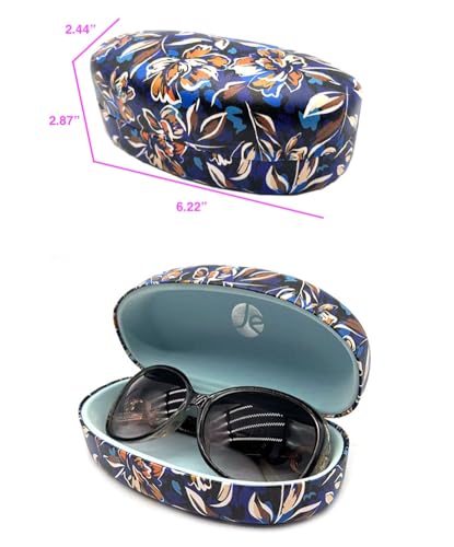 JAVOedge Style Eyeglass & Sunglasses Case - Extra Large Hard Shell Protective Case with Cleaning Cloth - color: Autumn Blossom