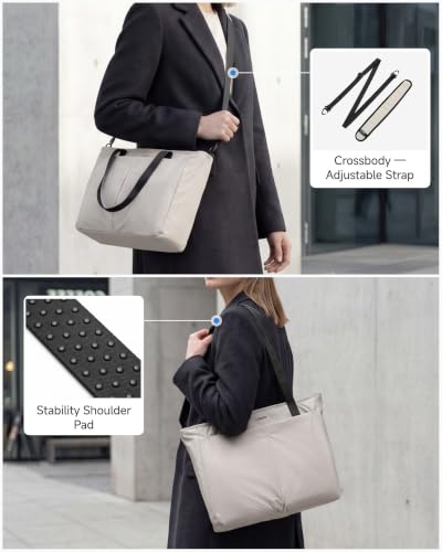 LUGGEX Laptop Tote Bag, 13-15.6 In Work Tote with Laptop Compartment, LTX04 - color: Beige