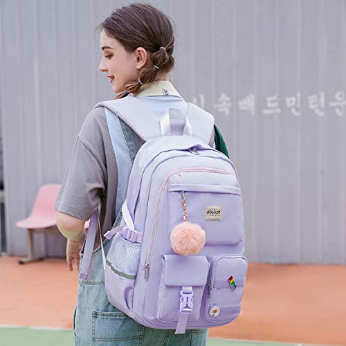 abshoo School Backpack for Girls Teen Elementary Middle High School Bookbag - color: Purple