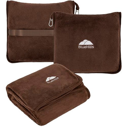 BlueHills Premium Soft Travel Blanket Pillow Air Plane Essentials - Brown - color: Brown-1pk-t009