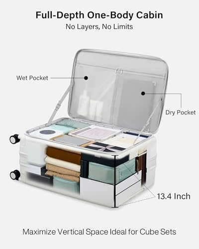 Hanke Expandable Large Checked Luggage, 28 Inch Top Opening Suitcase - color: Smoke White, size: 28 Inch EXT
