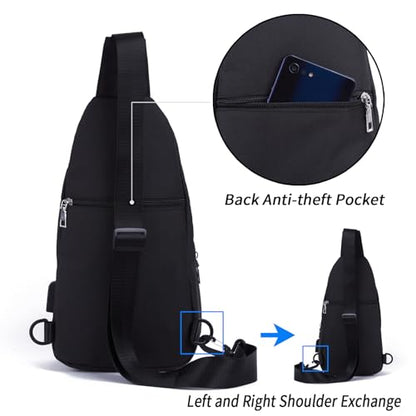 Seoky Rop Small Sling Bag Crossbody for Men Women One Strap Shoulder Cross Body Bag Sling Backpack for Travel - color: Black