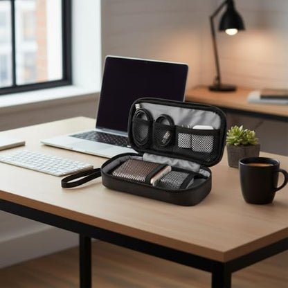 GOX Tech Pouch Accessories Case Organizer for Travel Small Electronics Bag - color: BLACK-Small