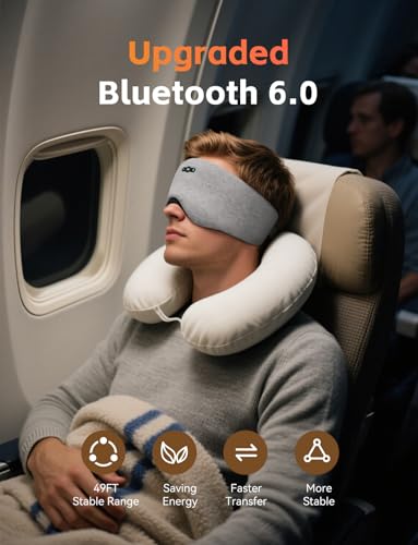 Sleep Headphones Bluetooth 6.0 Sleep Mask for Side Sleepers, 20H Playtime - color: Grey