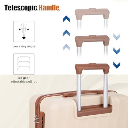 Carry on Luggage Sets 22x14x9 Airline Approved (White, 20"/DB/TB) - color: Beige, size: 3 Piece Sets (20/DB/TB)