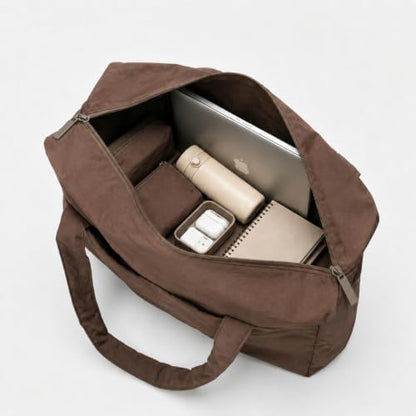 Small Cloud Tote Bag for Women,Nylon Tote Bag WIth Button Storage Bag Large-capacity Multi-pocket Tote Travel Storage Bag - color: Brown