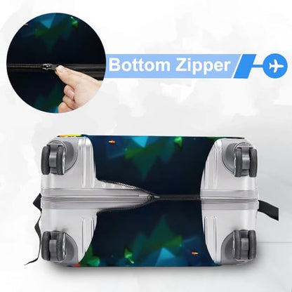 ANNA QUEEN Travel Luggage Cover Suitcase Protector Suitcase Cover Anti-Scratch,Stretchable Bag Cover Washable Durable Polyester - color: Map-Blue, size: M(fits 24-26Inch suitcase)