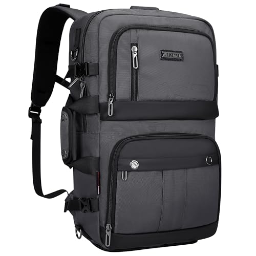 WITZMAN Carry on Travel Backpack for Men Nylon Business Laptop Backpack - color: Silvery Grey