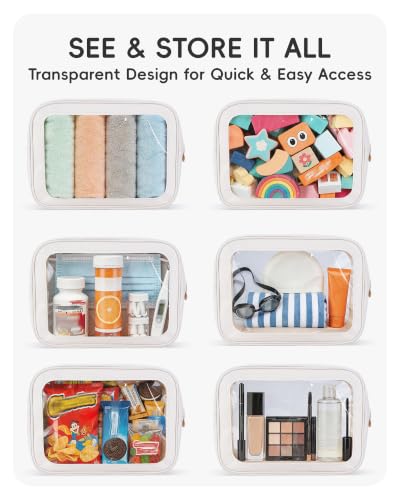 Clear Travel Toiletry makeup Bag 11" Large Organizer for Cosmetics Pouch - color: white-Large