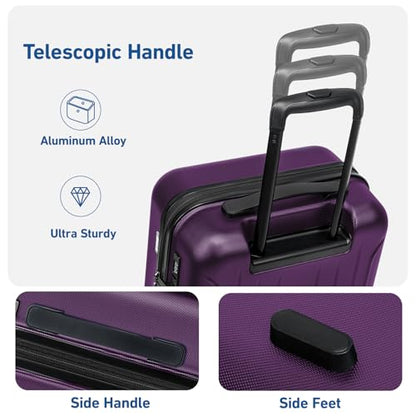 KYME Luggage Sets 2 Piece Hardshell Suitcase,Dark Purple,20"/24" - color: Dark Purple, size: 2Pcs Set(20"/24")