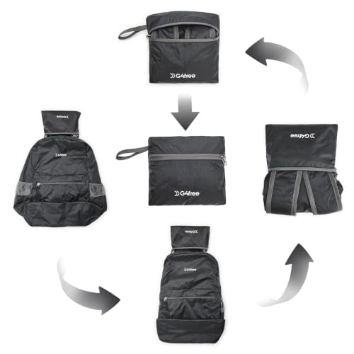 G4Free 30L Packable Travel Hiking Backpack for Men Women - color: Black, size: 30L