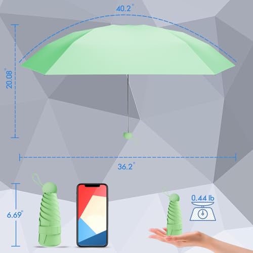 Mini Travel Umbrella, UPF 50+ Compact Fits in Purse - color: Turquoise