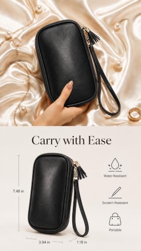 Lolalet Travel Jewelry Case Organizer, Ultra-Slim Soft Pouch -Black - color: Black