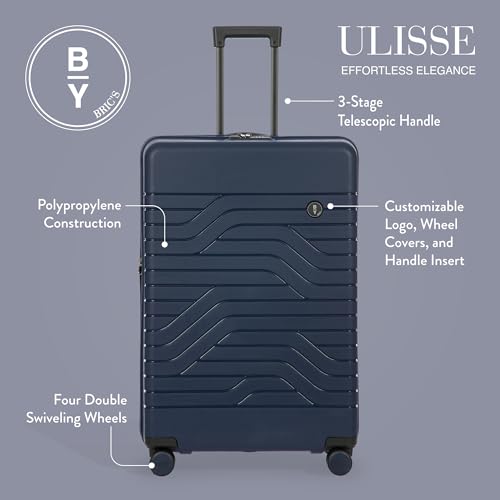 Bric's B|Y Ulisse Checked Luggage with Spinner Wheels – Expandable Lightweighted Hard Shell Suitcase, TSA Combination Lock - Removeable Wash Bag Included - 30 Inch, Ocean Blue - color: Ocean Blue, size: Checked-large