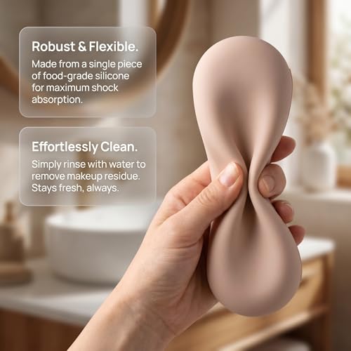 Soft Silicone Travel Makeup Brush Holder(Khaki) - color: Khaki