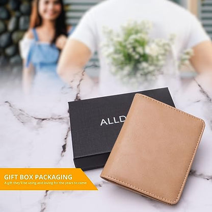 Alldaily Small RFID Wallet for Women Slim Compact Bifold Pocket Ladies Travel Mini Purse (Apricot) - color: Beige