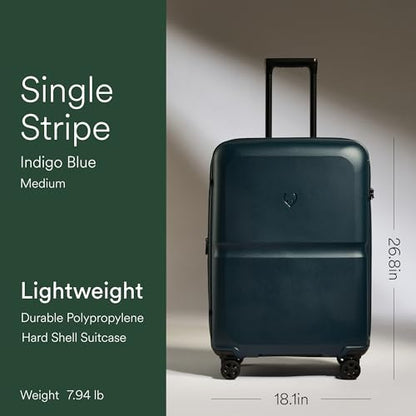 ANTLER Single Stripe Checked Medium Luggage, Indigo Blue, 26x18x12, 89L - color: Indigo Blue, size: Medium