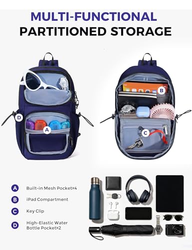 ECOHUB Crossbody Bags for Women Men, Anti-Theft RFID Blocking Sling Backpack Water Resistant Chest Shoulder Daypack, Blue - color: Navy Blue