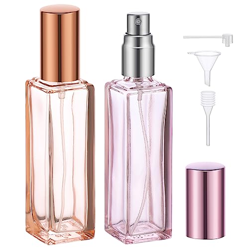 Segbeauty Perfume Travel Refillable, 20ml Portable Mini Perfume Atomizer, 2 Pack Empty Cologne Dispenser Perfume Bottles Scent Pump Case Toiletries Container Sprayer Travel Essential Accessory Set - color: Orange Pink, style: Mini Bottles