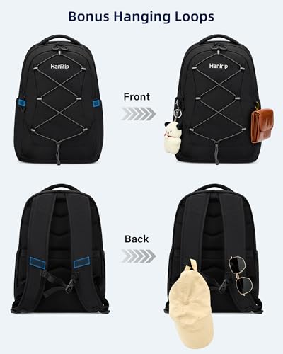 HanTrip 18 Inch Carry on Travel Backpack with Water Bottle Pocket, Black - color: Black-2