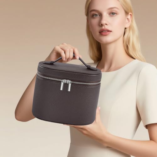 Makeup Bag Vanity Case Cosmetic Bag with Removable Divider Travel Toiletry Bag for Women Portable Make up Box Organizer, Coffe - color: Coffe