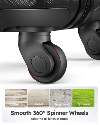 Suitour Luggage Sets 3 piece, Hardside Lightweight Suitcase sets with Spinner Wheels,TSA Lock,20/24/28 inches Travel Luggage Black - color: Black, size: 3-Piece Set (20/24/28)