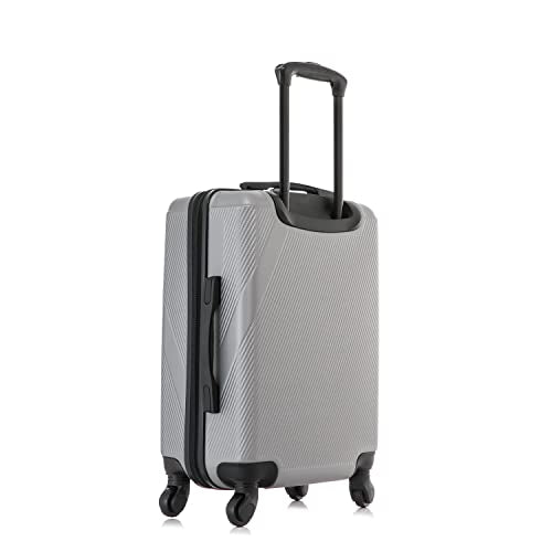 DUKAP DISCOVERY 20-Inch Carry-On Hardside Spinner Luggage Lightweight Bag - color: Silver, size: 20 Inch
