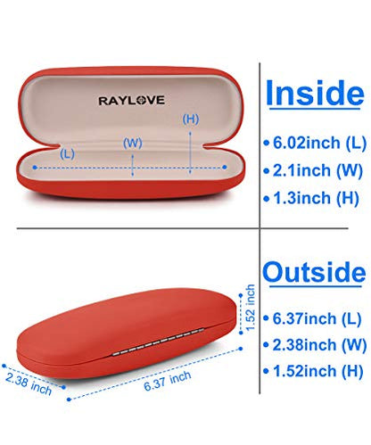 RayLove Unisex Hard Shell Eyeglasses Cases, Protective Case For Glasses - color: Red