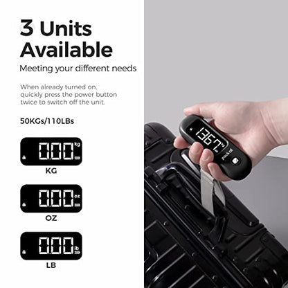 pack all Digital Luggage Scale for Travel, 110Lbs Capacity, 0.1Lb Precision - color: Black