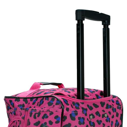 Rockland Rolling Duffel Bag, Black, 22" - color: Magenta Leopard, size: 22"