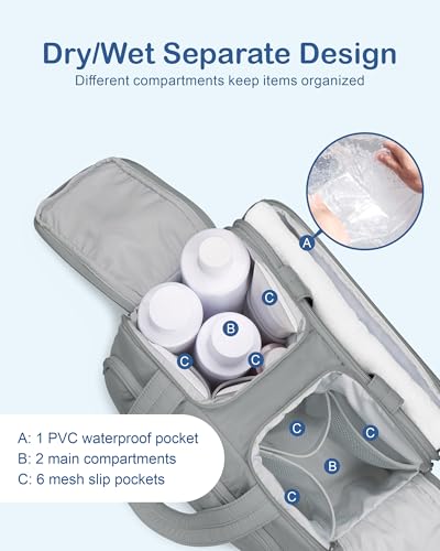 TOPDesign Travel Toiletry Bag, Puffer Makeup Organizer with Compartments - color: Grey