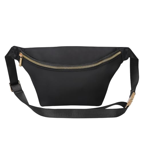 Fanny Pack Crossbody for Women Nylon Travel Waist Belt Bag (Black) - color: Black