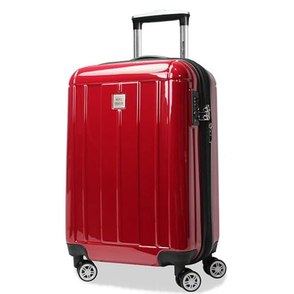 World Traveler Contour 20-Inch Carry-On Polycarbonate Hardside Expandable Spinner Luggage with TSA Lock - Red - color: Red, size: 20-inch