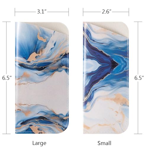 TRIUMPH VISION 3 Pack Reading Glasses Pouch Soft Case Eyeglass Sleeve Slim - color: Pu Marble Black Grey Blue White, size: Large