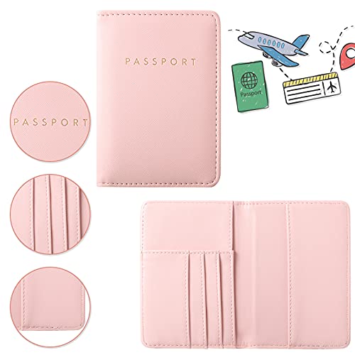 Frienda 2 Pcs Passport Holder Covers Waterproof Leather - color: Pink and Black