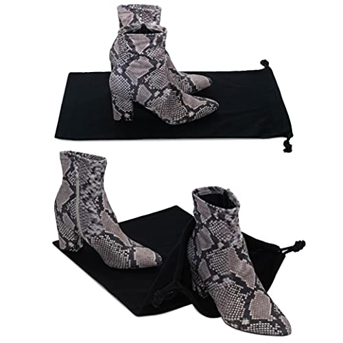 ZENPAC Cloth Bags, Black Duster Flannel Boot Storage with Drawstring Closure, Washable Breathable Cotton Fabric for Shoe, Luggage, 12.5x20.5, 2 Pack - color: Black