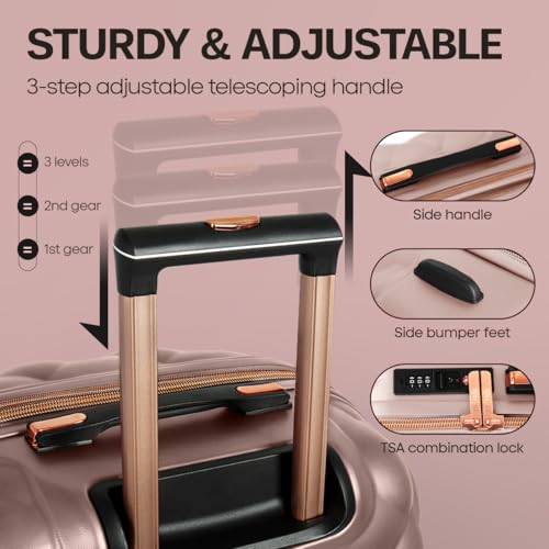 25'' Luggage,Expandable,PC Hardshell Suitcases w/Wheels - color: ROSEGOLD, size: 25 inch Single Piece