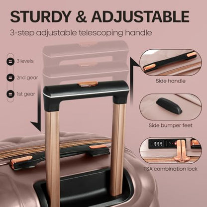 25'' Luggage,Expandable,PC Hardshell Suitcases w/Wheels - color: ROSEGOLD, size: 25 inch Single Piece