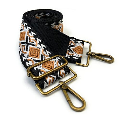 Purse Strap Replacement for Crossbody Bags & Handbags - color: Black Mustard Boho Diamond, size: 2 Inch Wide